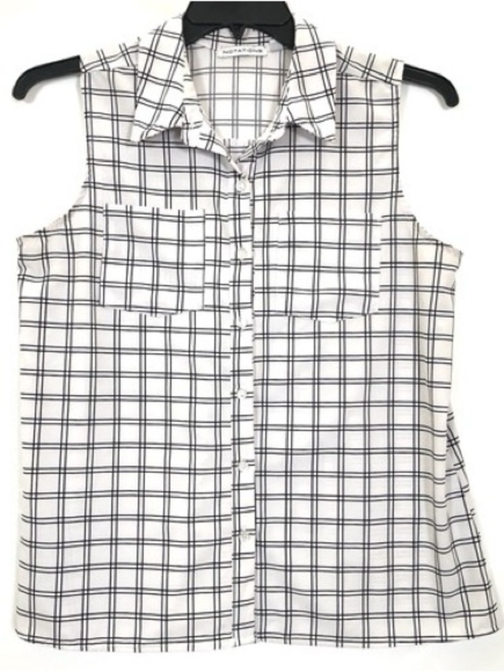 Forever 21 - Sleeveless White Plaid Button-Front Blouse - Small - Picture 2 of 7